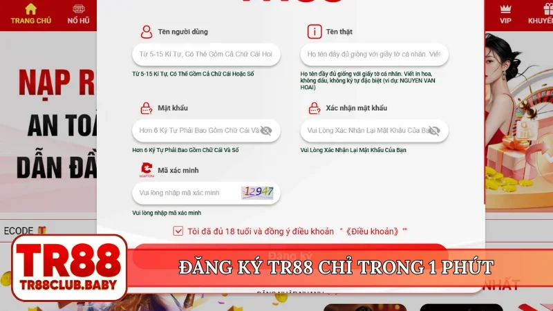 Đăng ký TR88 chỉ trong 1 phút