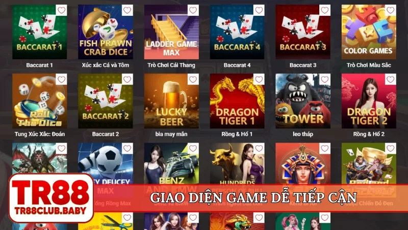 Giao diện game dễ tiếp cận