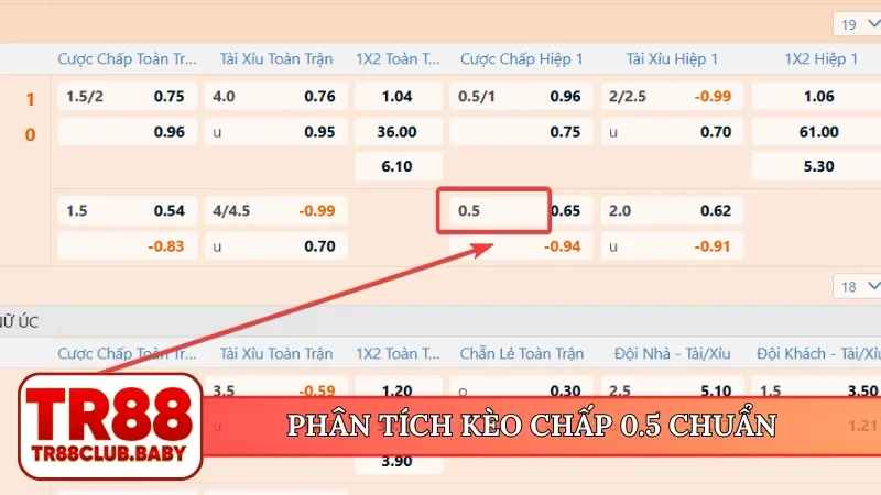 Phân tích kèo chấp 0.5 chuẩn